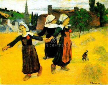 Juego danzando de tres niñas bretonas