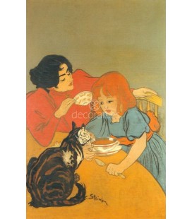 Mere et enfant avec un chat
