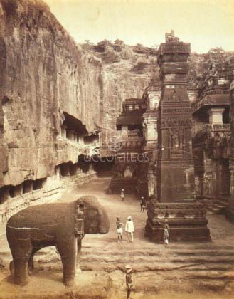 Rock Cut Kailas Temple, Ellora, India, 1893
