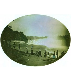 Turistas mirando las Cataratas del Niagara, Platt D. Babbitt 1879