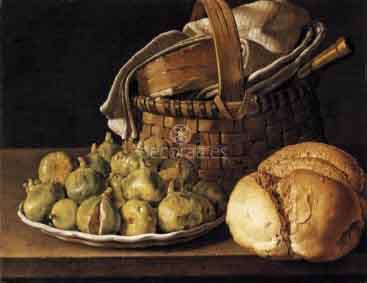 A plate of figs, pomegranates, bottle and a glass of wine white and bread