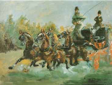 Alphonse Toulouse Lautrec en coche de caballos